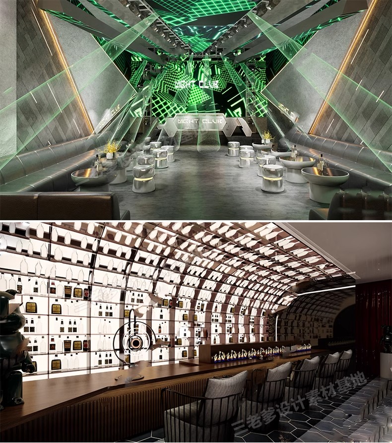 图片[26]-酒吧清吧音乐主题餐厅SU模型复古LOFT工业风娱乐会所餐吧草图大师-大怪兽分享