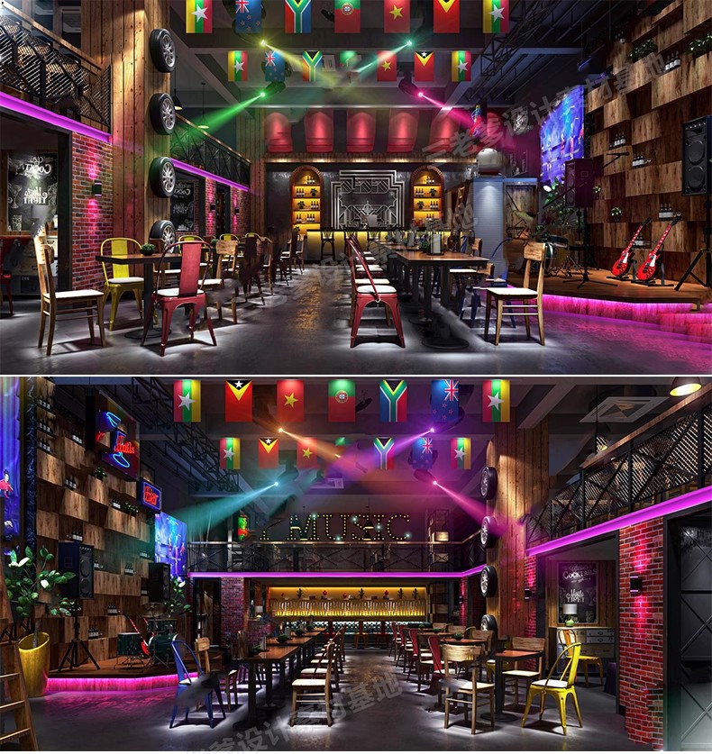 图片[27]-酒吧清吧音乐主题餐厅SU模型复古LOFT工业风娱乐会所餐吧草图大师-大怪兽分享