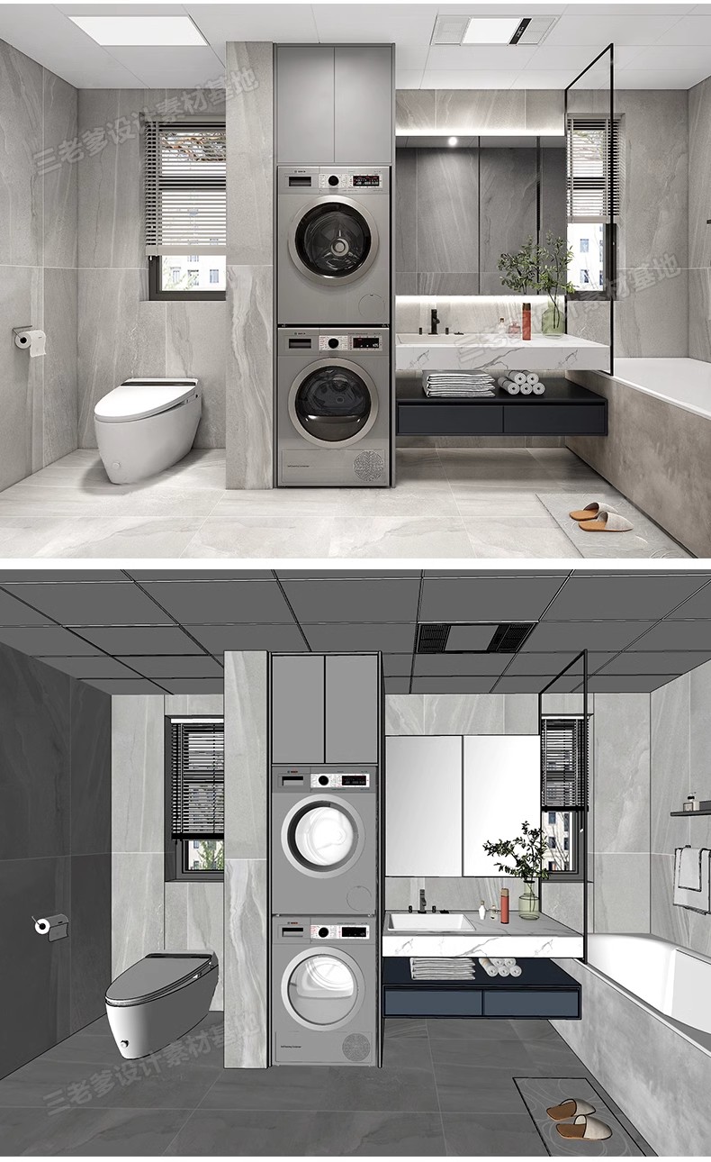 图片[47]-浴室卫生间卫浴SU模型库家装草图大师马桶洗手盆浴缸淋浴sketchup-大怪兽分享