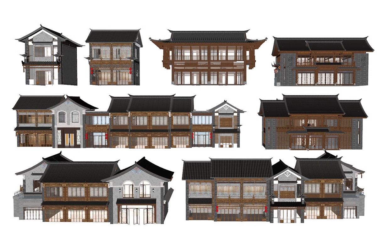 图片[12]-乡村民居美丽新农村民宿民房住宅乡镇改造新中式建筑自建房su模型-大怪兽分享