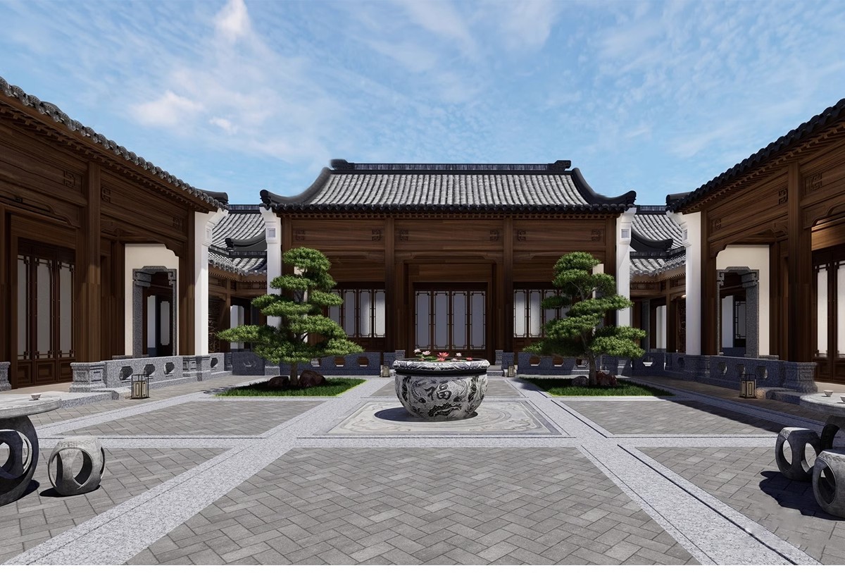 图片[12]-美丽乡村新中式徽派民宿民居民房别墅四合院建筑草图大师SU模型库-大怪兽分享