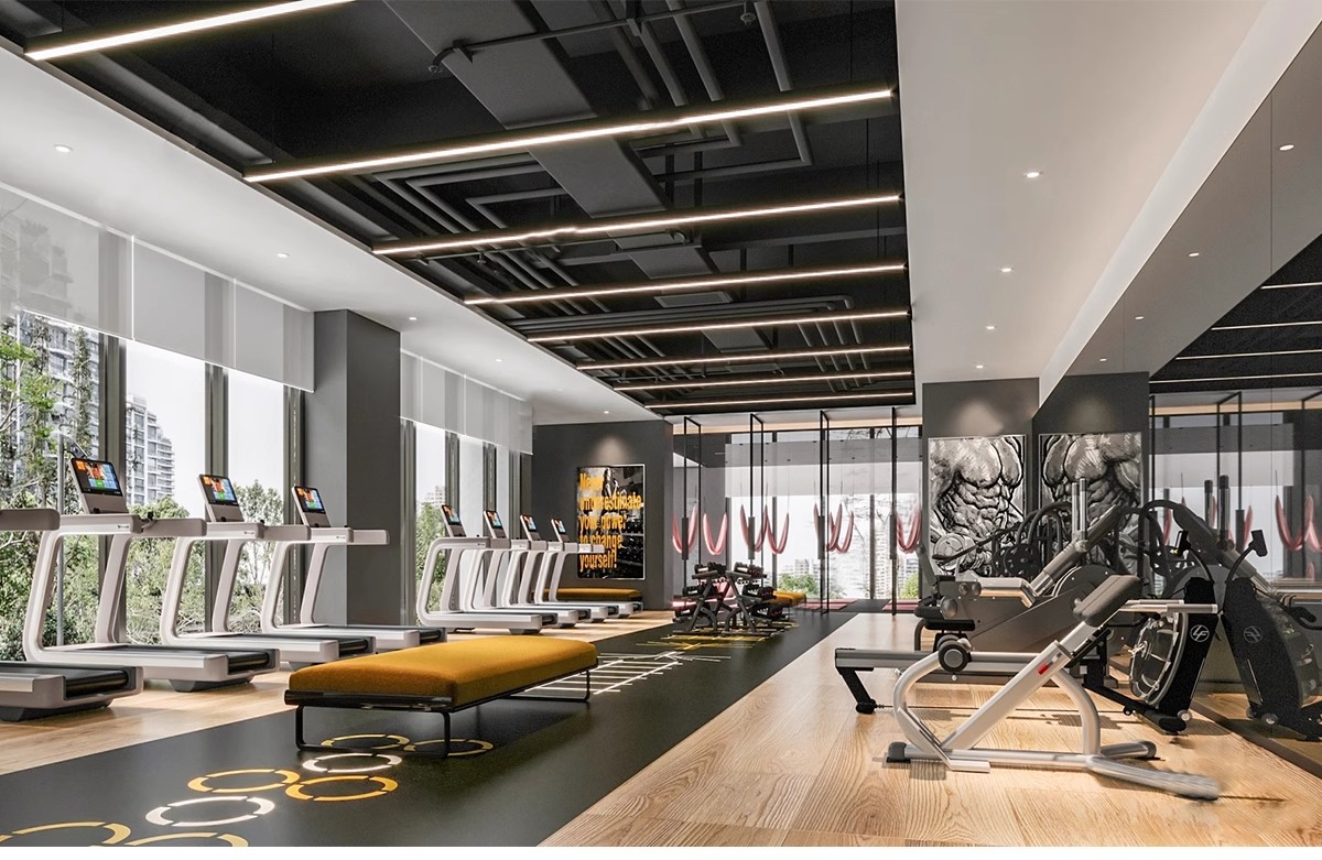 图片[12]-现代工业风健身房SU模型配套CAD施工图俱乐部私教瑜伽室草图大师-大怪兽分享