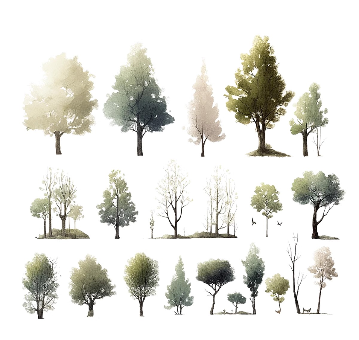 图片[12]-拼贴插画风小清新植物PSD建筑PS剖面Ai矢量立面树PNG免抠分层素材-大怪兽分享