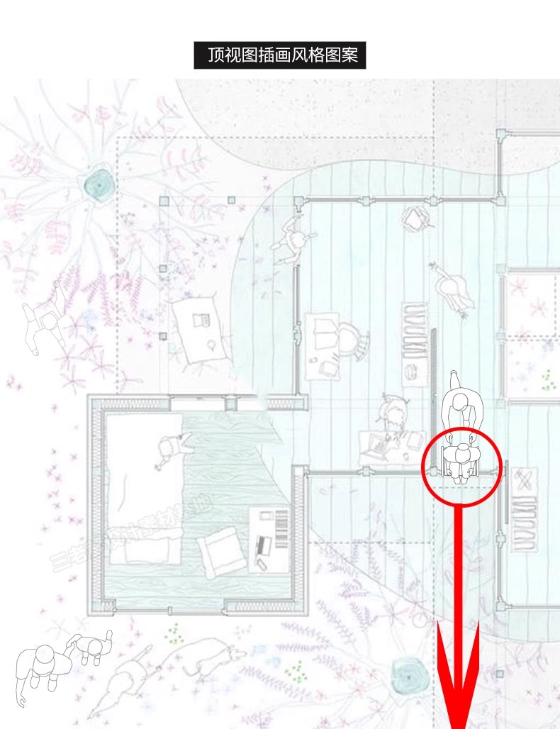 图片[12]-顶视图线稿风矢量人物素材 ps鸟瞰人俯视图配景室内家具人物-大怪兽分享