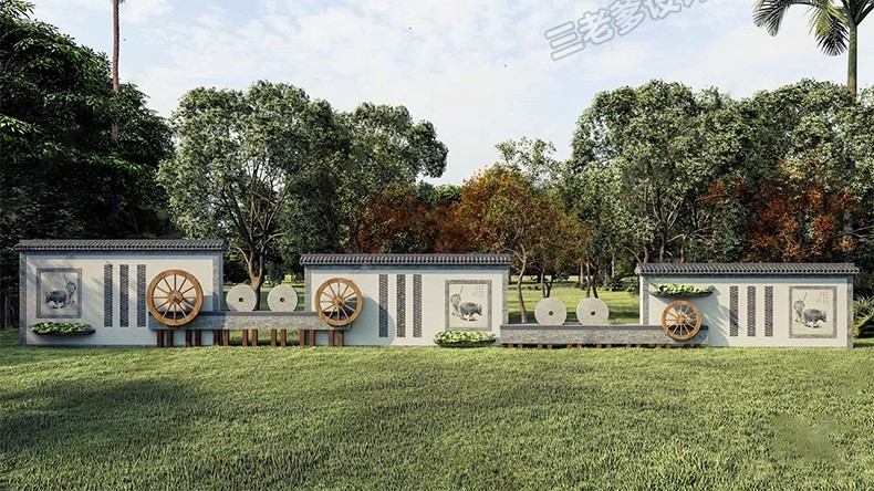 图片[11]-新中式乡村民宿民俗文化景墙SU模型农村村庄景区入口标识村标小品-大怪兽分享