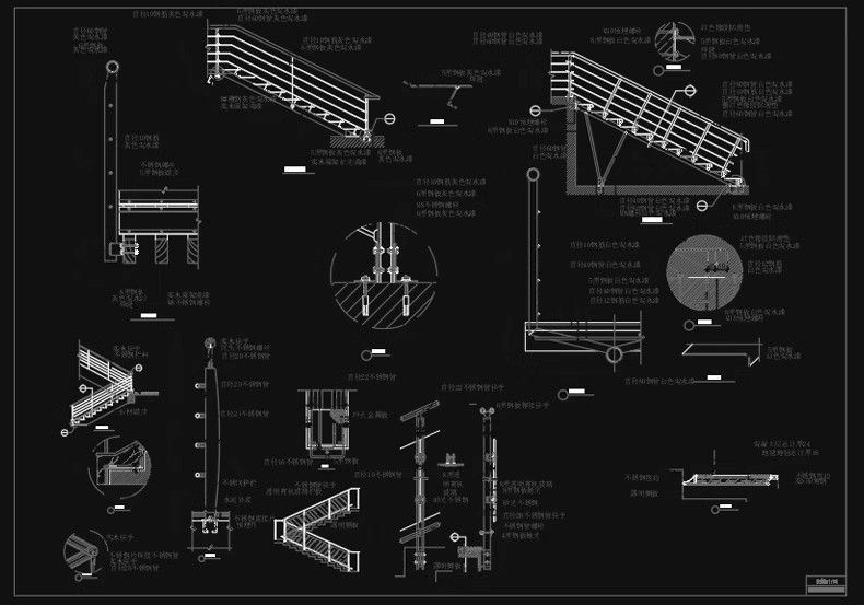 图片[12]-室内住宅楼梯节点大样图平面立面图剖面图扶手栏杆cad图纸施工图-大怪兽分享