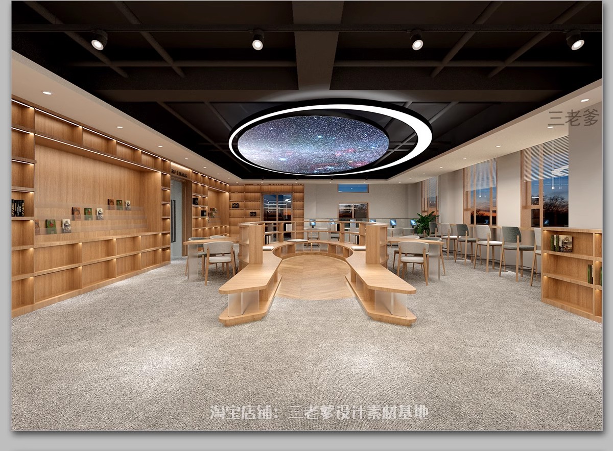 图片[10]-书店阅览室图书馆3d模型SU书咖书吧装修设计3Dmax效果图CAD施工图-大怪兽分享