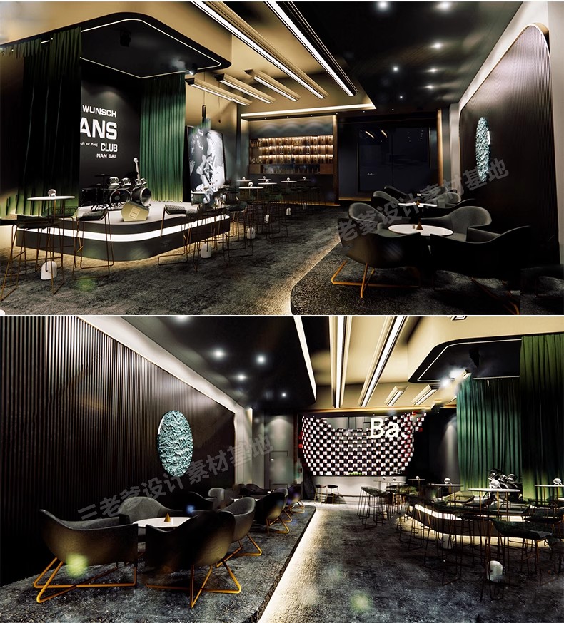 图片[34]-酒吧清吧音乐主题餐厅SU模型复古LOFT工业风娱乐会所餐吧草图大师-大怪兽分享