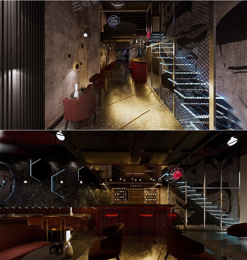 图片[36]-酒吧清吧音乐主题餐厅SU模型复古LOFT工业风娱乐会所餐吧草图大师-大怪兽分享