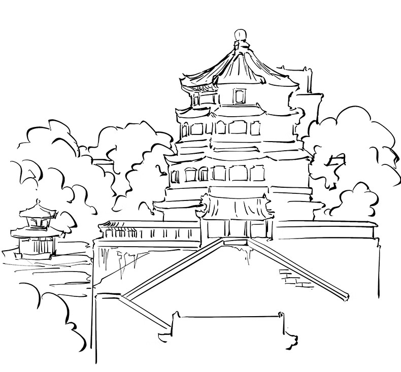 图片[13]-漫画风线稿风PS建筑线稿效果图PSD植物立面树人物分层素材SU模型-大怪兽分享