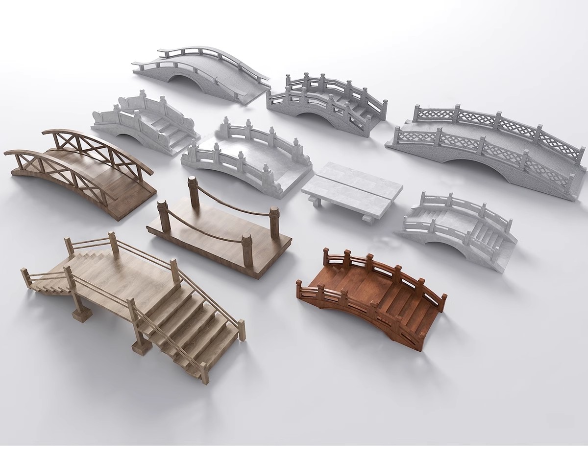 图片[12]-景观桥石桥拱桥木桥SU模型sketchup设计素材库新中式草图大师小桥-大怪兽分享