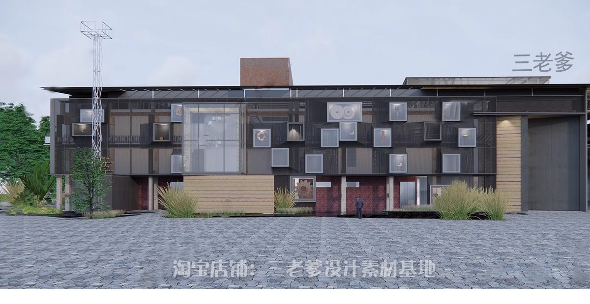 图片[13]-废弃工厂厂房仓库改造办公楼创意园区竞赛风建筑SU模型CAD施工图-大怪兽分享