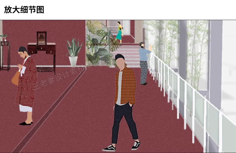 图片[13]-拼贴风插画风室内效果图PSD分层ps素材 非写实 细节 小清新 灰调-大怪兽分享