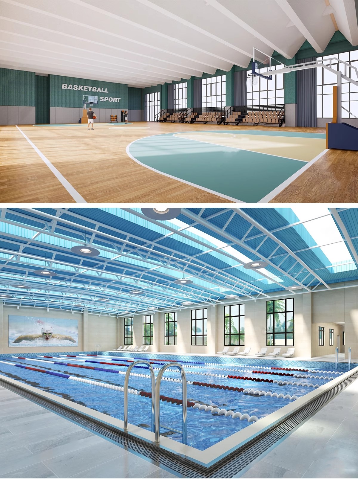 图片[13]-学校体育馆SU模型 室内运动场篮球馆网球游泳馆CAD施工图草图大师-大怪兽分享