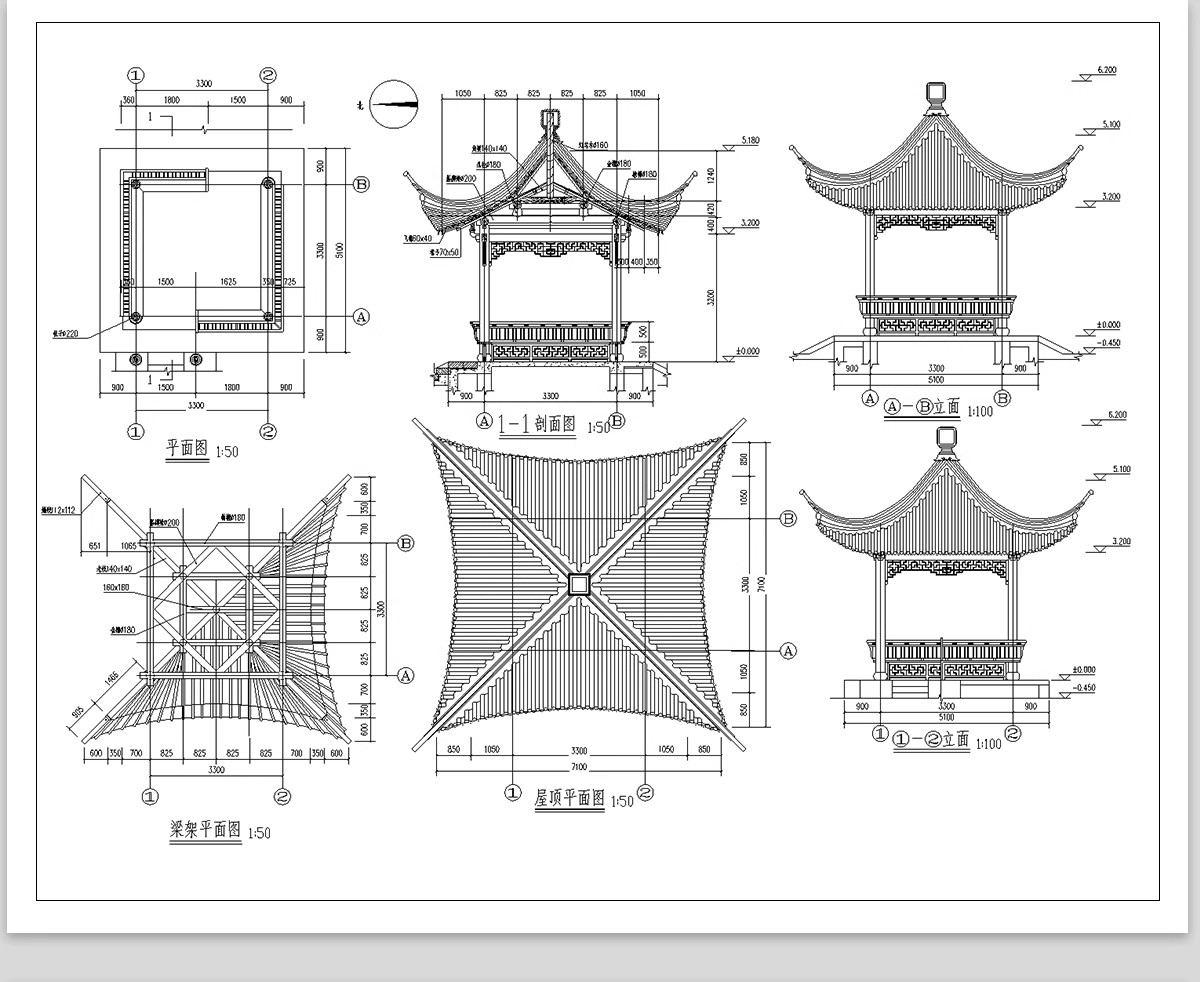 图片[13]-亭子景观亭凉亭详图大样图中式防腐木四六角木亭茅草亭CAD施工图-大怪兽分享