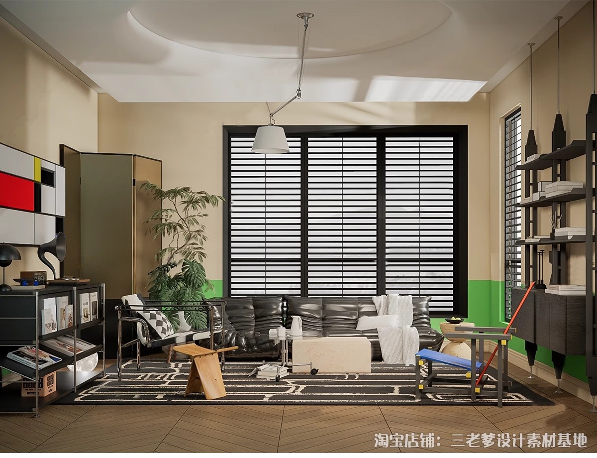 图片[13]-包豪斯家装SU模型 客厅餐厅多巴胺中古沙发桌椅家具组合草图大师-大怪兽分享