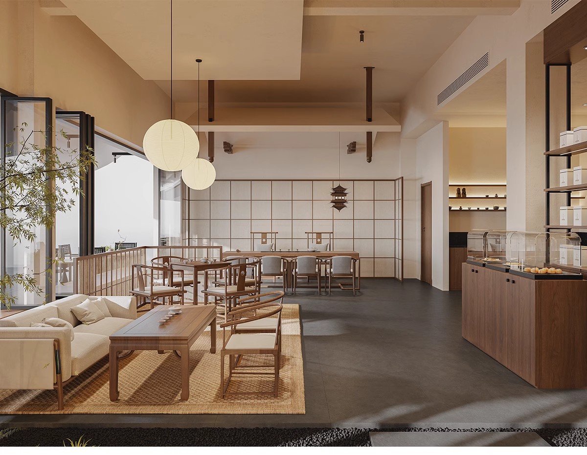 图片[12]-茶楼茶馆设计效果图现代禅意中式侘寂风室内茶室会所工装装修图片-大怪兽分享