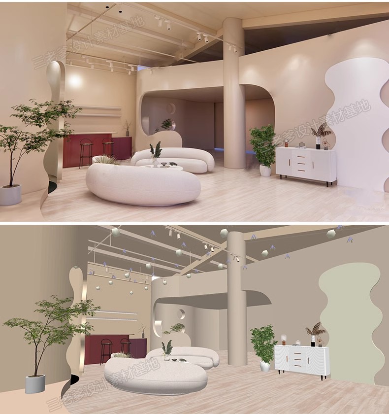 图片[42]-侘寂风餐厅室内设计饭店奶茶店咖啡厅餐饮空间工装草图大师SU模型-大怪兽分享