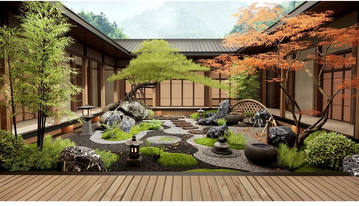 图片[13]-禅意新中式日式别墅庭院茶室枯山水景观假山流水SU模型草图大师-大怪兽分享