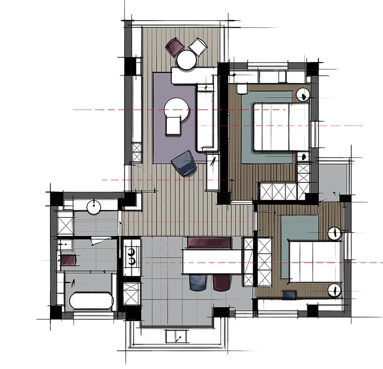 图片[14]-彩色立面平面ps彩平图PSD源文件 住宅家居布局网红风简约现代素材-大怪兽分享