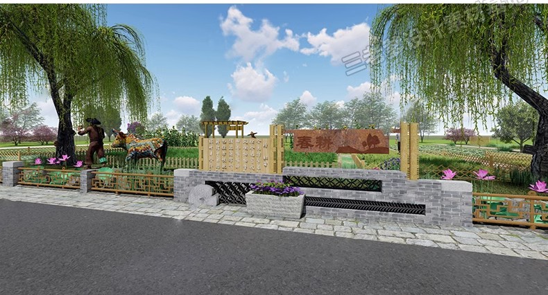 图片[13]-新中式乡村民宿民俗文化景墙SU模型农村村庄景区入口标识村标小品-大怪兽分享