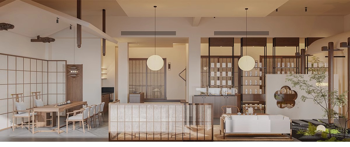 图片[13]-茶楼茶馆设计效果图现代禅意中式侘寂风室内茶室会所工装装修图片-大怪兽分享