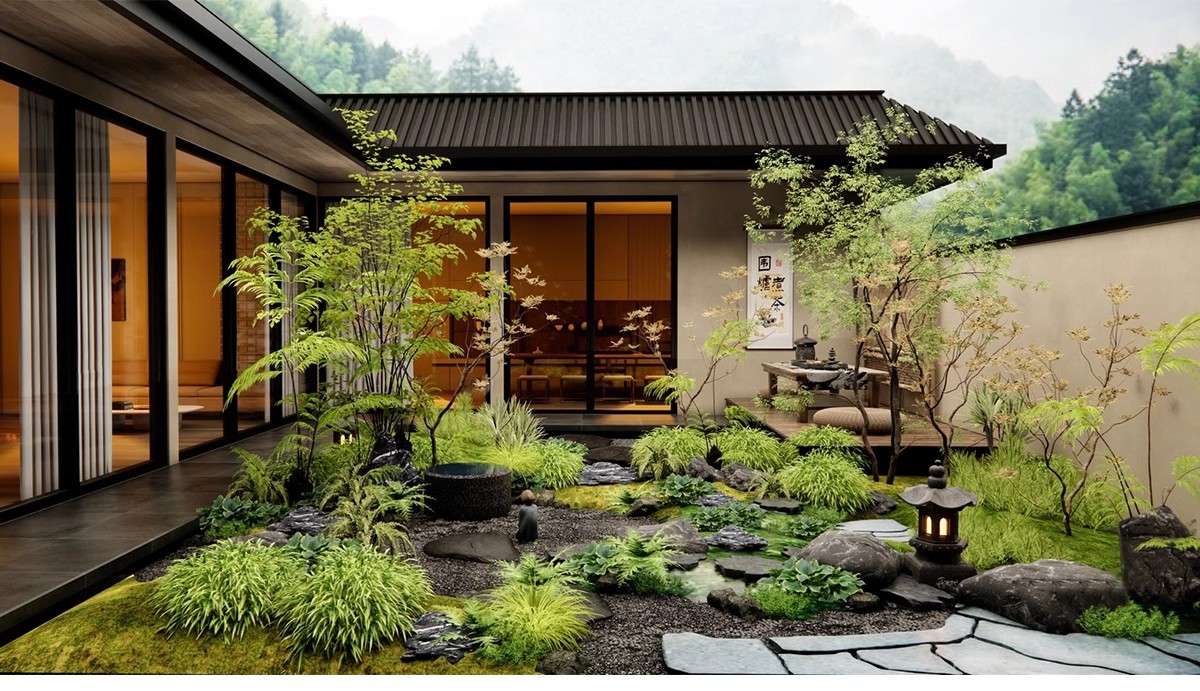 图片[14]-禅意新中式日式别墅庭院茶室枯山水景观假山流水SU模型草图大师-大怪兽分享