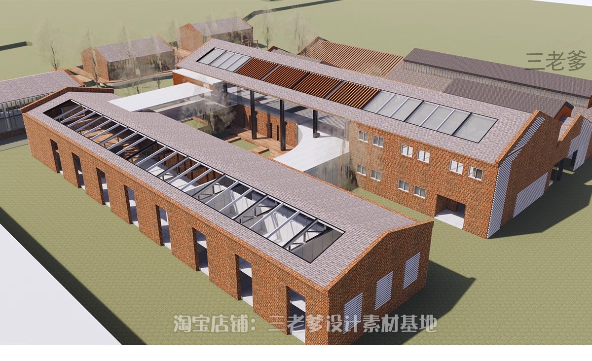 图片[15]-废弃工厂厂房仓库改造办公楼创意园区竞赛风建筑SU模型CAD施工图-大怪兽分享