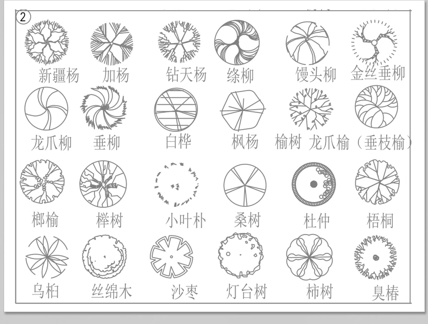 图片[14]-园林景观树木植物CAD施工图库 乔木绿草花灌木植物平面铺装素材块-大怪兽分享