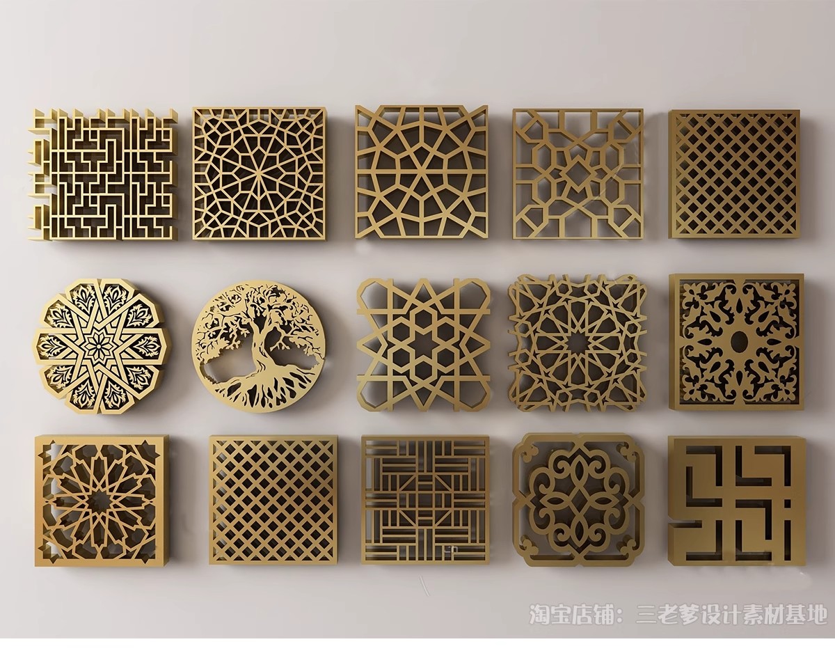 图片[15]-镂花窗雕花窗花SU模型中式窗格镂空景墙园林建筑窗户单体草图大师-大怪兽分享
