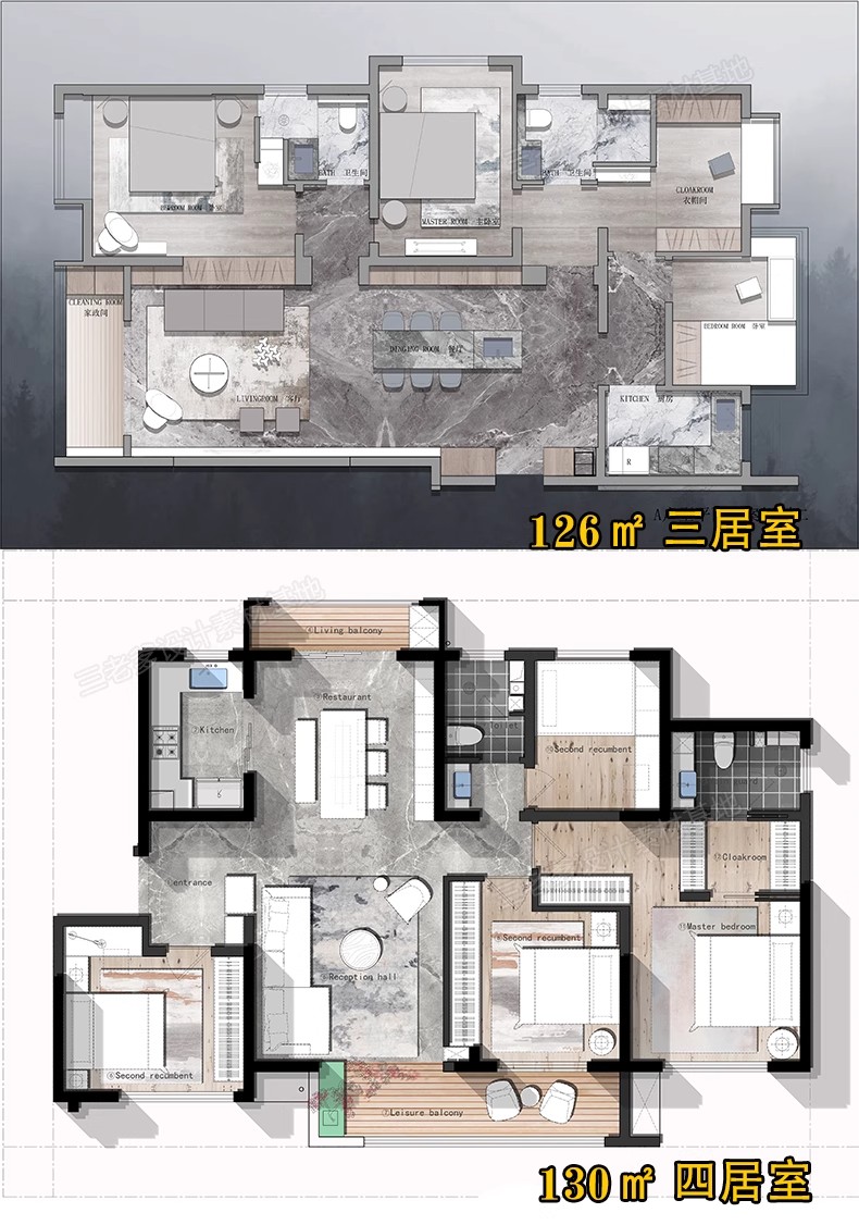 图片[15]-家装户型图室内设计平面家具布局图CAD方案ps分层PSD彩平图源文件-大怪兽分享