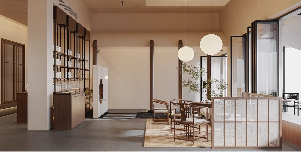 图片[14]-茶楼茶馆设计效果图现代禅意中式侘寂风室内茶室会所工装装修图片-大怪兽分享