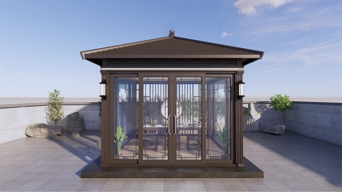 图片[15]-现代新中式庭院花园亭子会客厅铝合金景观亭铝艺休闲凉亭su模型-大怪兽分享