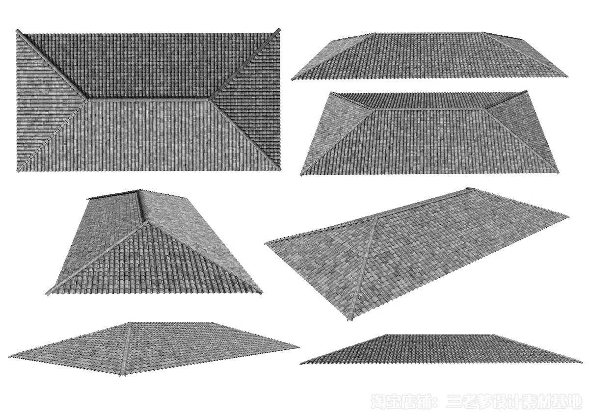 图片[15]-亭子连廊古建筑青瓦屋顶平面图PSD素材图库 园林景观PS彩平图中式-大怪兽分享
