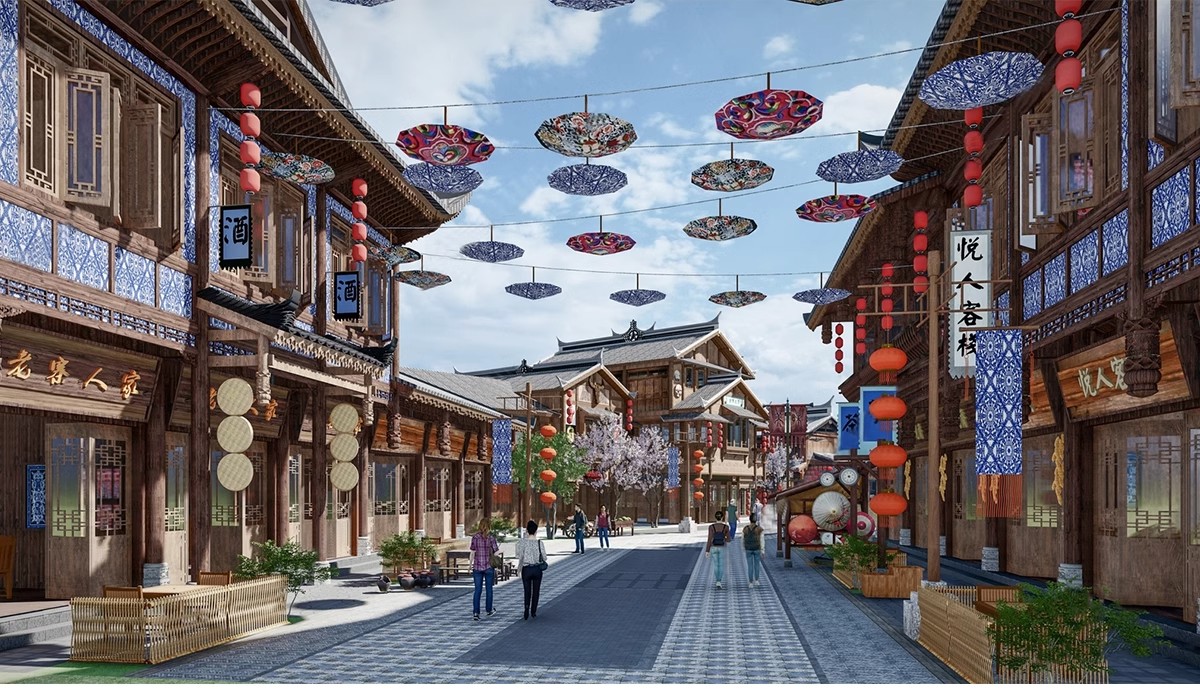 图片[16]-草图大师中式商业街古镇仿古风情步行街古建小镇旅游度假区SU模型-大怪兽分享