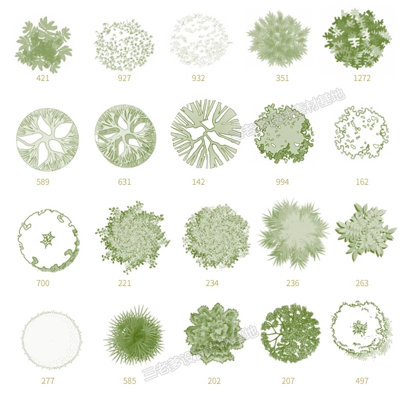 图片[16]-平面树植物ps笔刷小清新水彩树乔木灌木总平面图灰色彩平植物笔刷-大怪兽分享