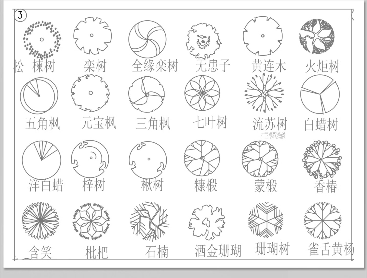 图片[15]-园林景观树木植物CAD施工图库 乔木绿草花灌木植物平面铺装素材块-大怪兽分享
