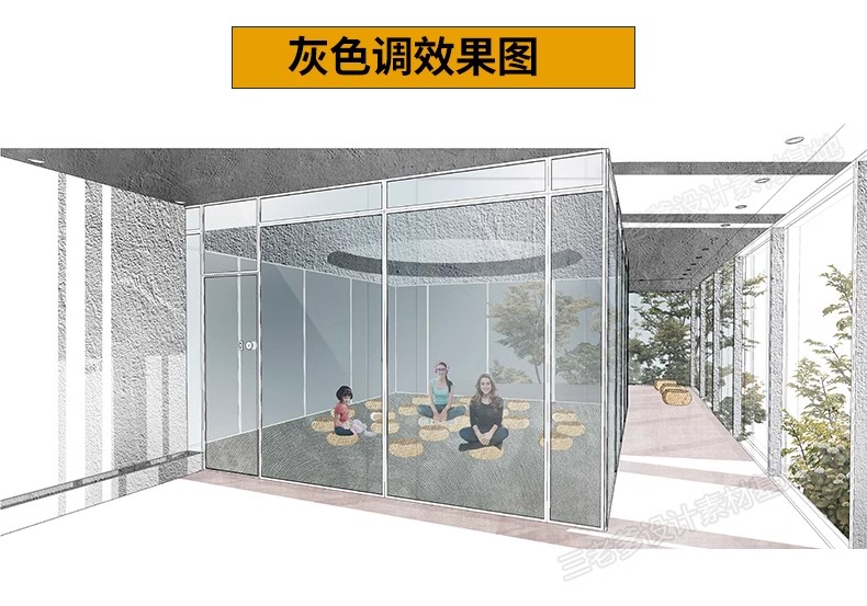 图片[16]-拼贴风插画风室内效果图PSD分层ps素材 非写实 细节 小清新 灰调-大怪兽分享