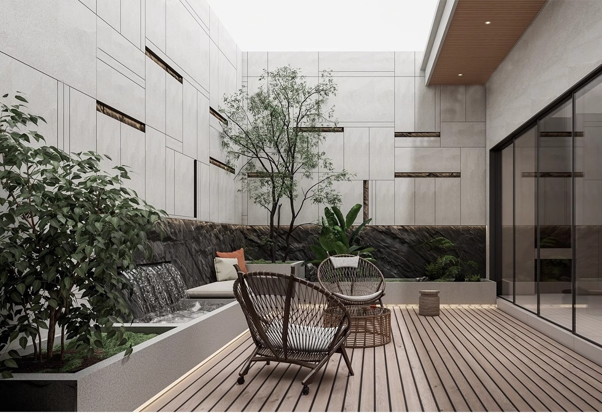 图片[16]-下沉式庭院私家花园别墅天井室内造景景观植物小品su模型草图大师-大怪兽分享