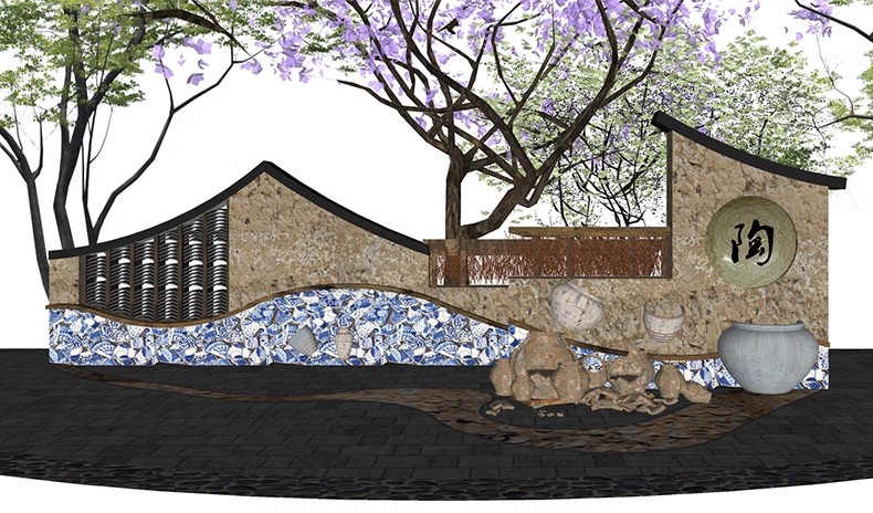 图片[15]-新中式乡村民宿民俗文化景墙SU模型农村村庄景区入口标识村标小品-大怪兽分享