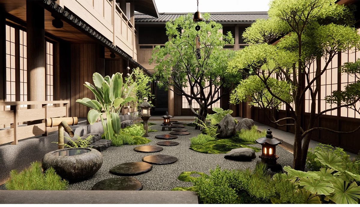 图片[16]-禅意新中式日式别墅庭院茶室枯山水景观假山流水SU模型草图大师-大怪兽分享