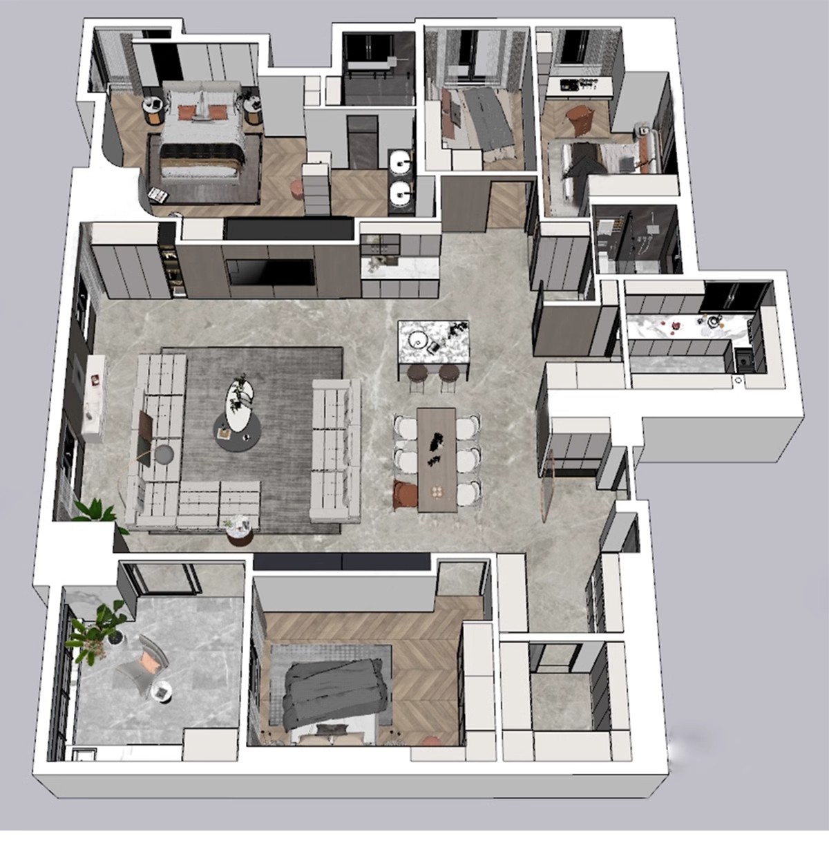 图片[26]-家装全屋整套客厅卧室厨房北欧现代新中式整体全套室内设计SU模型-大怪兽分享