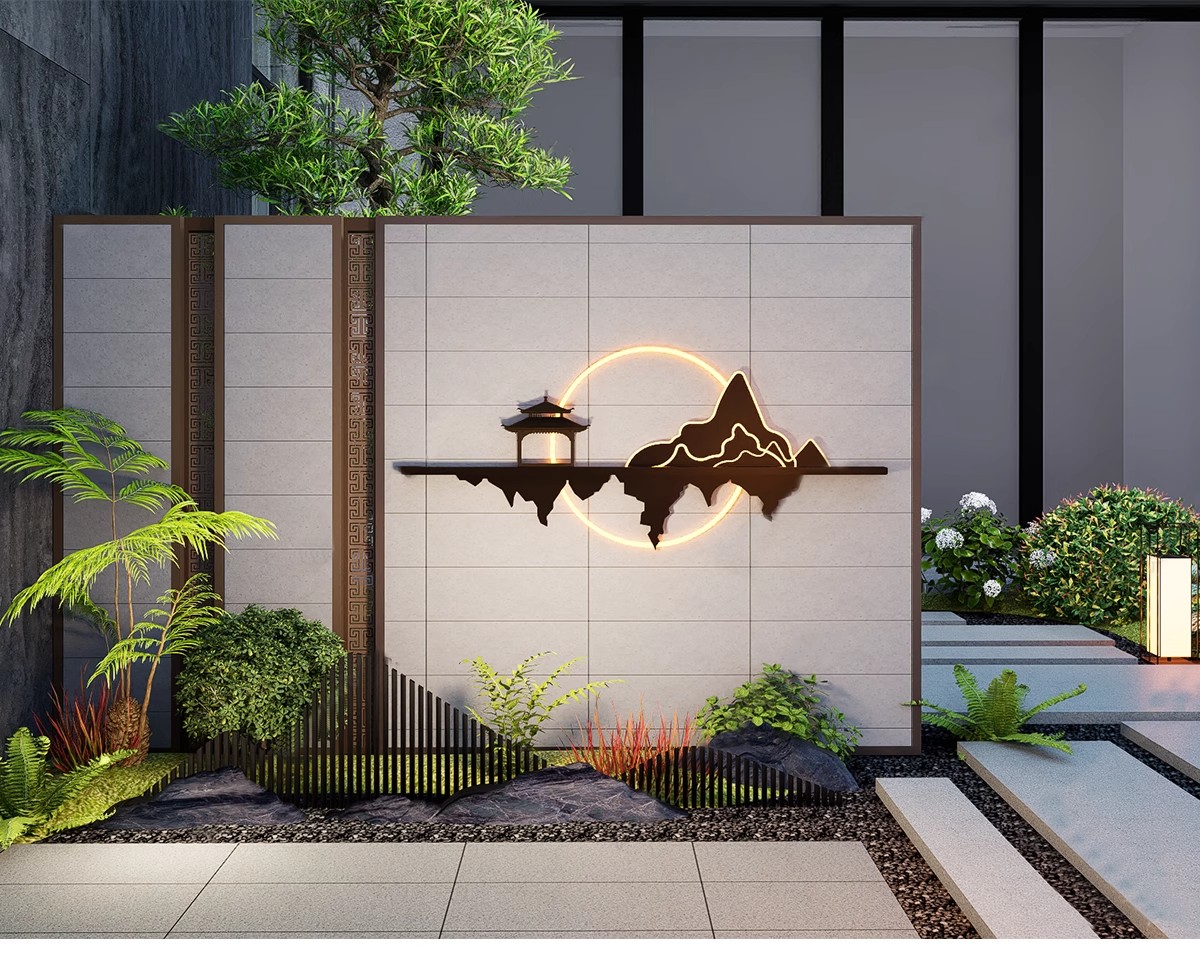 图片[17]-新中式轻奢背景墙SU模型 山水格栅云纹瓦片构件草图大师Sketchup-大怪兽分享