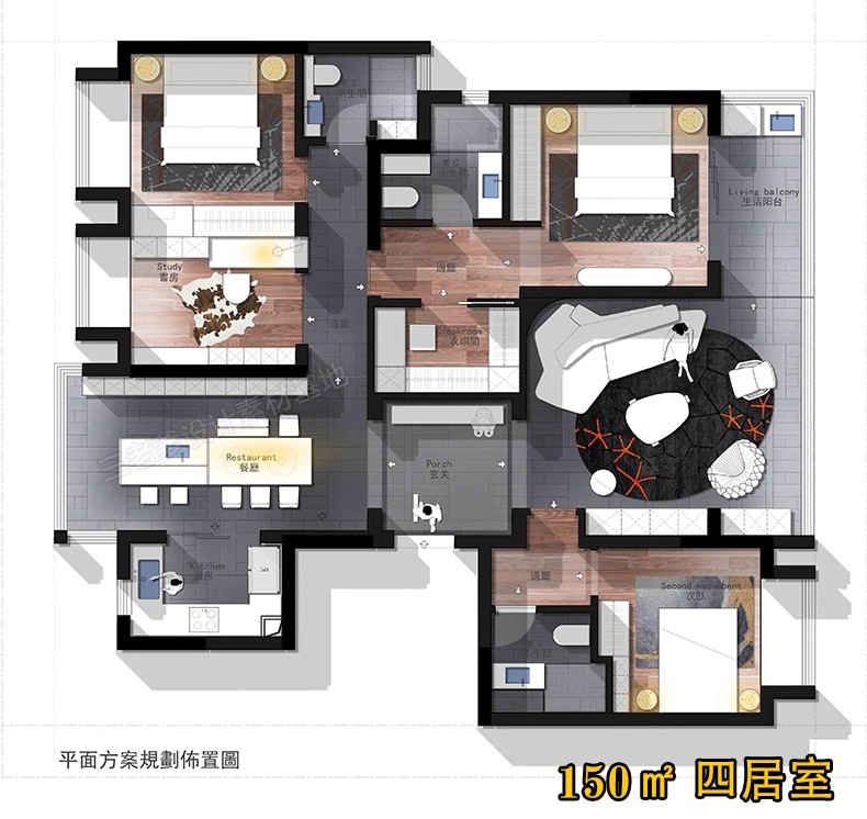 图片[17]-家装户型图室内设计平面家具布局图CAD方案ps分层PSD彩平图源文件-大怪兽分享