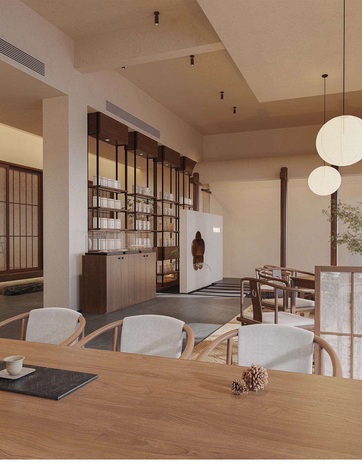 图片[16]-茶楼茶馆设计效果图现代禅意中式侘寂风室内茶室会所工装装修图片-大怪兽分享