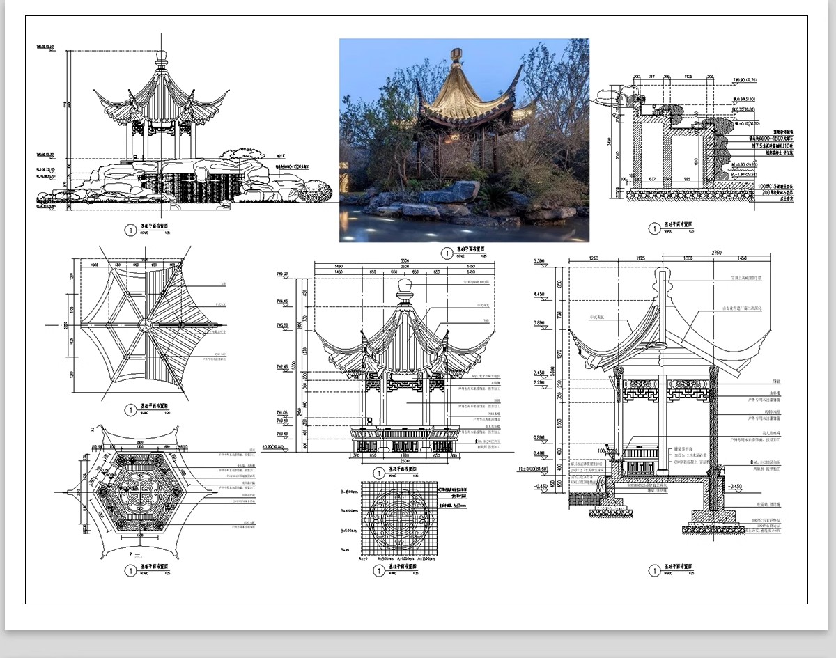 图片[17]-仿古凉亭廊架连廊水榭中式古典园林古建平立面景观亭子CAD施工图-大怪兽分享