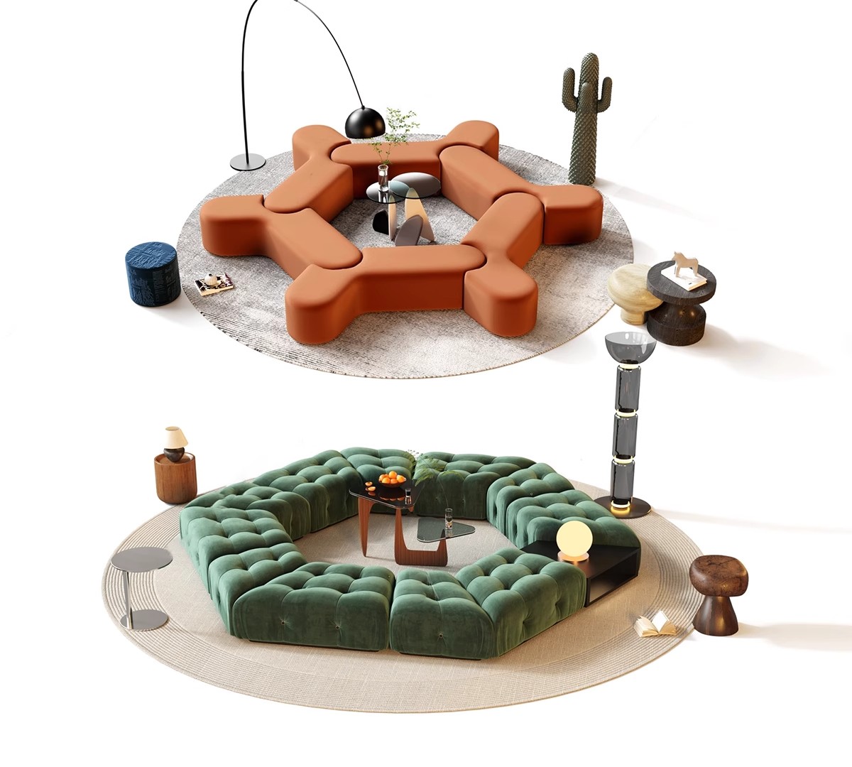 图片[17]-休闲沙发SU模型 办公室等待休息区商场接待多人单体工装草图大师-大怪兽分享