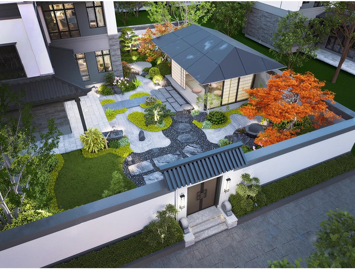 图片[17]-禅意新中式日式别墅庭院茶室枯山水景观假山流水SU模型草图大师-大怪兽分享