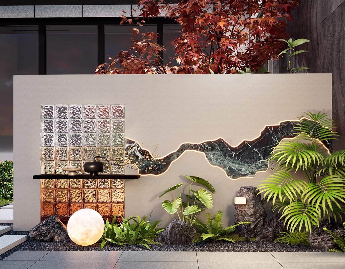 图片[18]-新中式轻奢背景墙SU模型 山水格栅云纹瓦片构件草图大师Sketchup-大怪兽分享