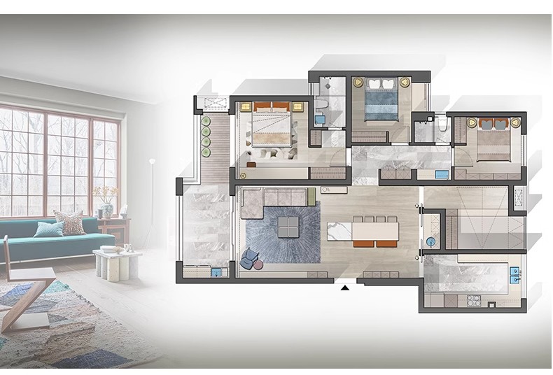 图片[18]-彩色立面平面ps彩平图PSD源文件 住宅家居布局网红风简约现代素材-大怪兽分享